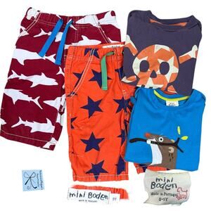 Mini Boden 2-CT Short Sleeve Tees and 2-CT Shorts Bundle Kids Sz 5-6Y